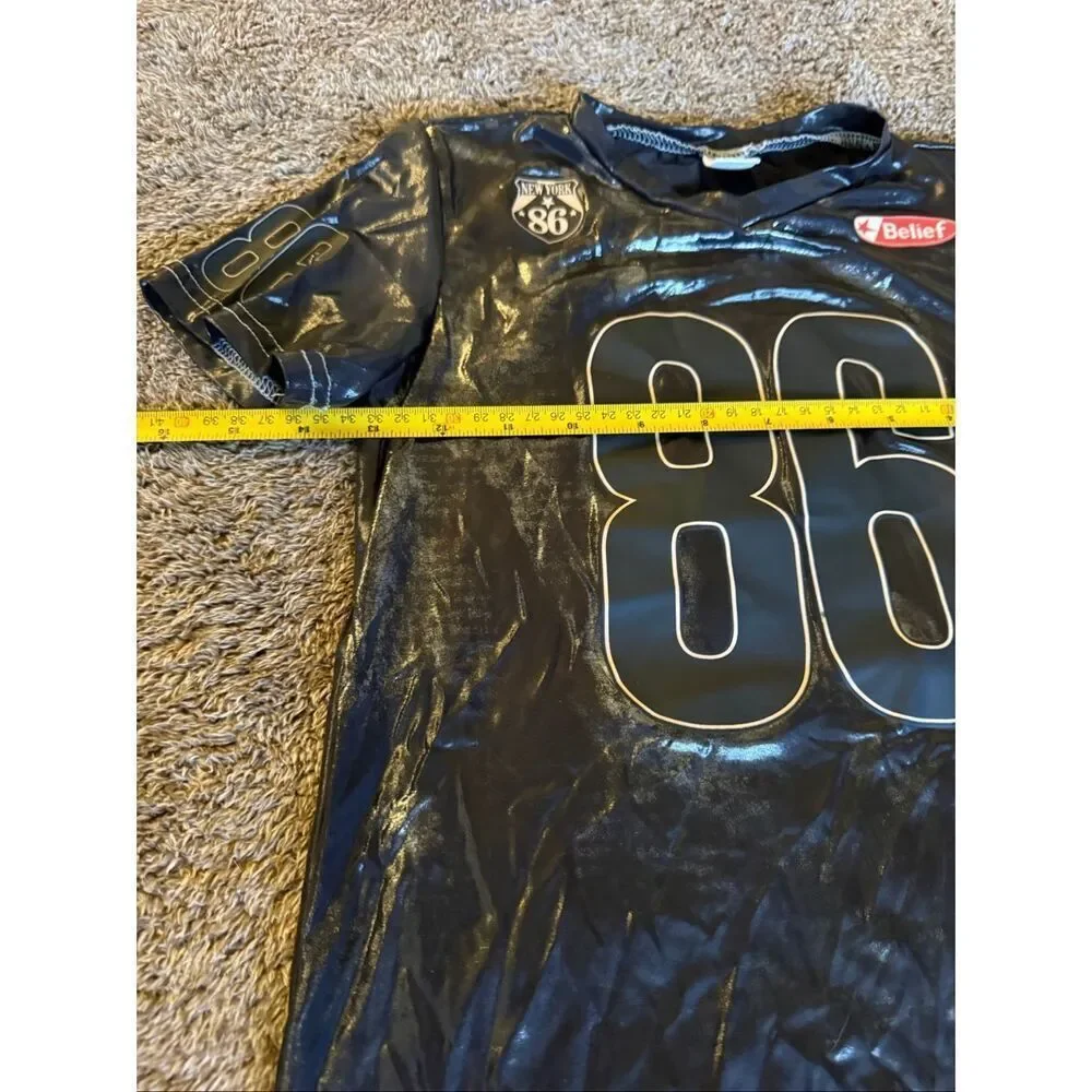 Shein brand black football-style jersey “NEW YORK 86